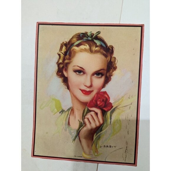 VINTAGE PIN UP To a rose ephemera  junk journal picture  10 X 7.5 inches - Picture 5 of 7
